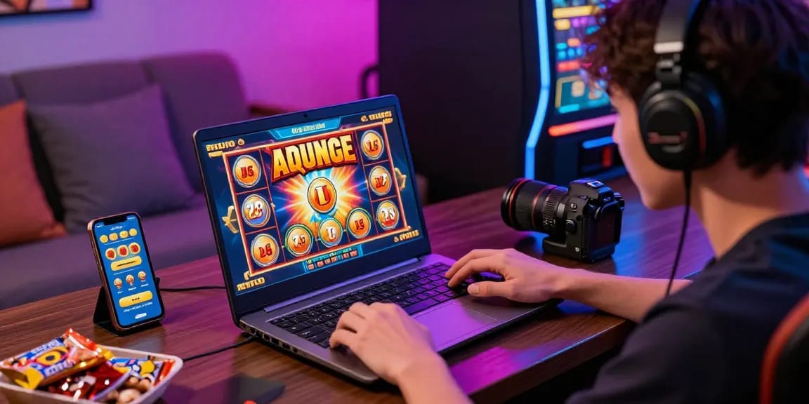 Permainan situs slot gacor yang mengasyikkan di laptop dengan suasana ceria.