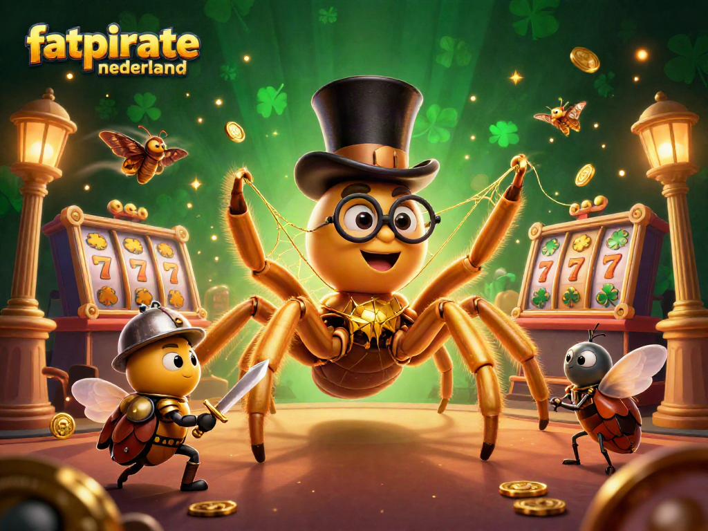 Engage with the captivating world of fatpirate nederland as a golden tarantula weaves a mesmerizing web in a casino.