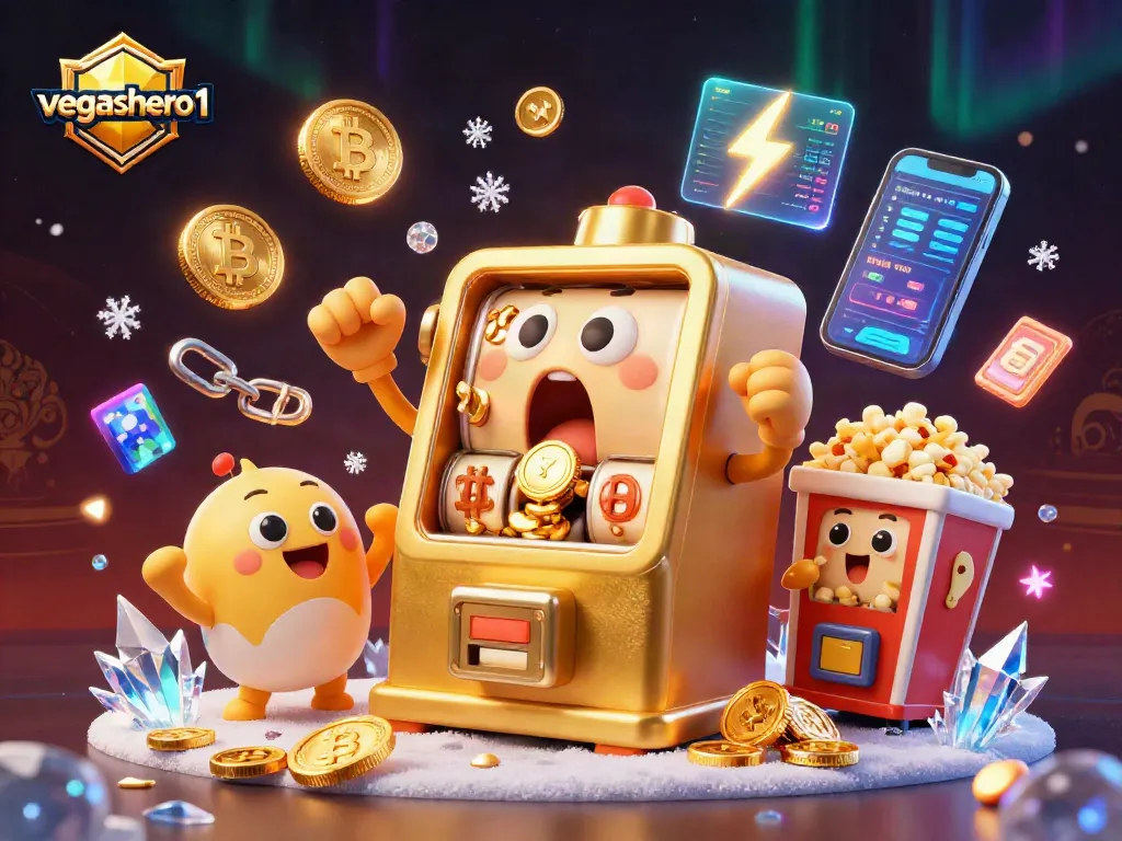 Spin the reels and win with vegashero 1's vibrant slot machine illustration, showcasing jackpot excitement.