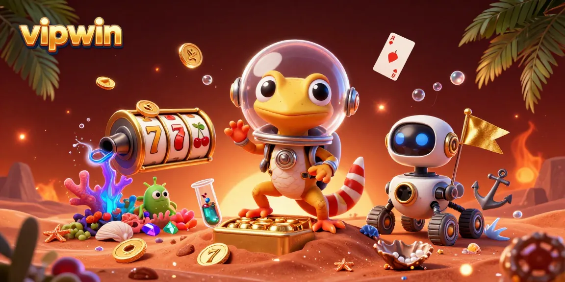 Spin the vipwin slots in a vibrant Martian casino scene with glowing treasures and excitement.