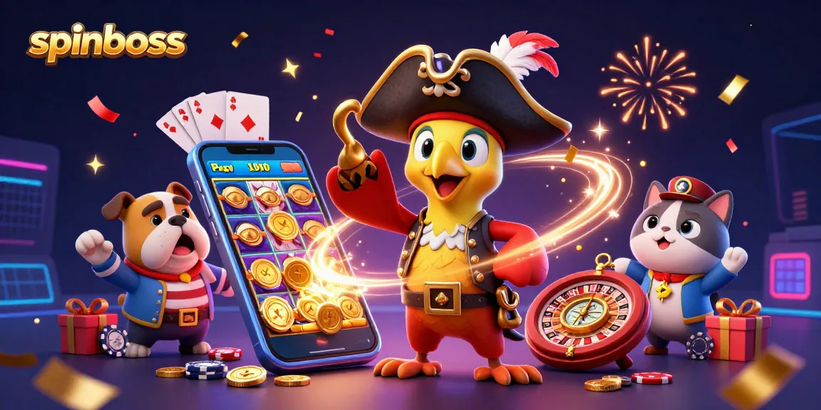 SpinBoss unleashes excitement with colorful slot games, coins, and prizes, perfect for online gaming.